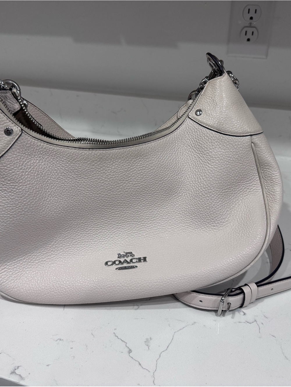 Coach Mara Hobo C1790 Chalk Pebble Leather Bag color chalk
